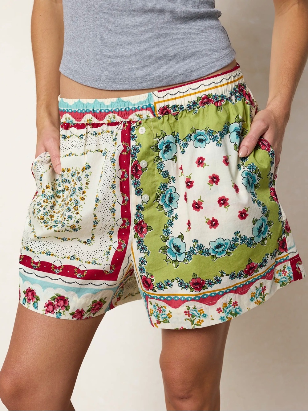NWT Natural Life Dream On Cotton Boxer Shorts Pink Handkerchief
